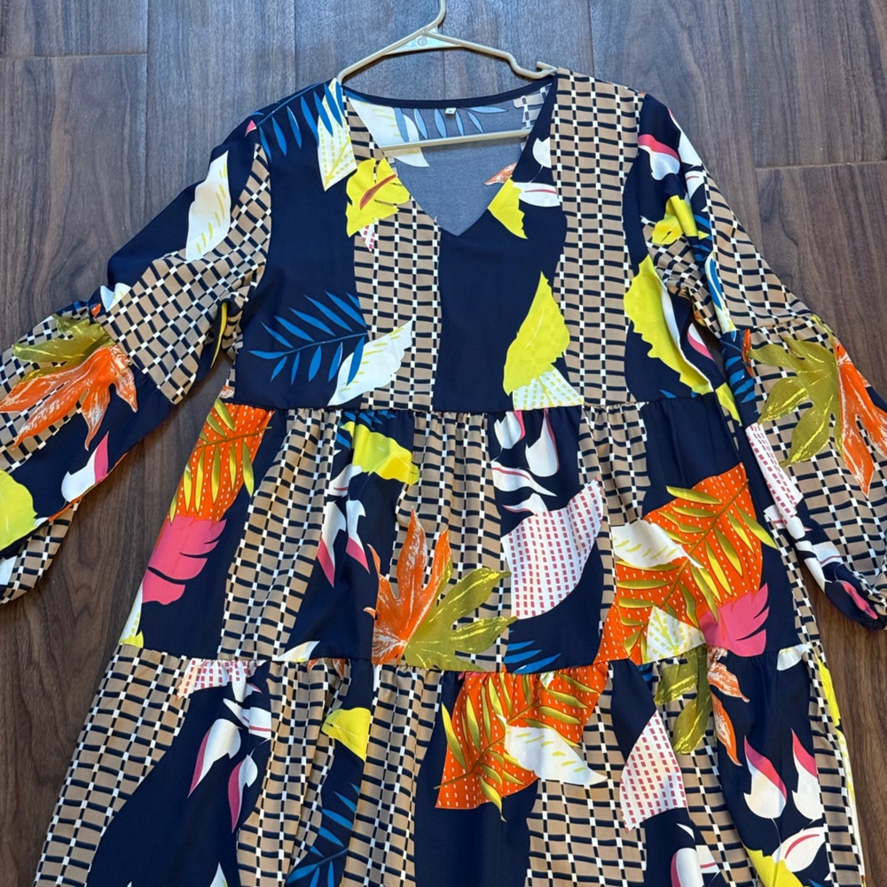 Colorful Geometric and Floral Dress